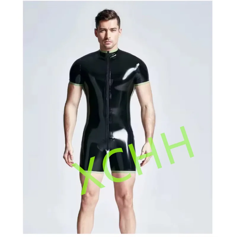 Handmade Mens Latex Jumpsuit Rubber Rompers Gummi Bodysuit Halloween Cosplay Costumes Custom Made