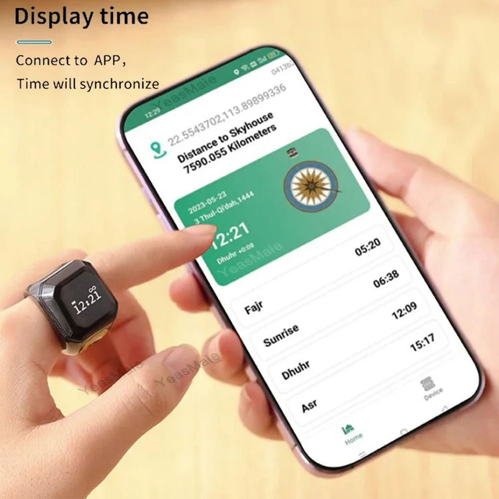 Qibla Smart Tasbih Tally Counter Muslims Zikr Ring Digital Tasbeeh 5 Prayer Time Vibration Reminder Waterproof Bluetooth Speaker