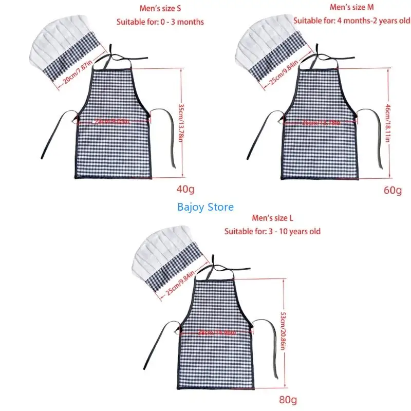 63HE Puntelli per fotografia per ragazzo Costume per fotografia per neonato Grembiule da cuoco Cappello Completo per ragazzo per