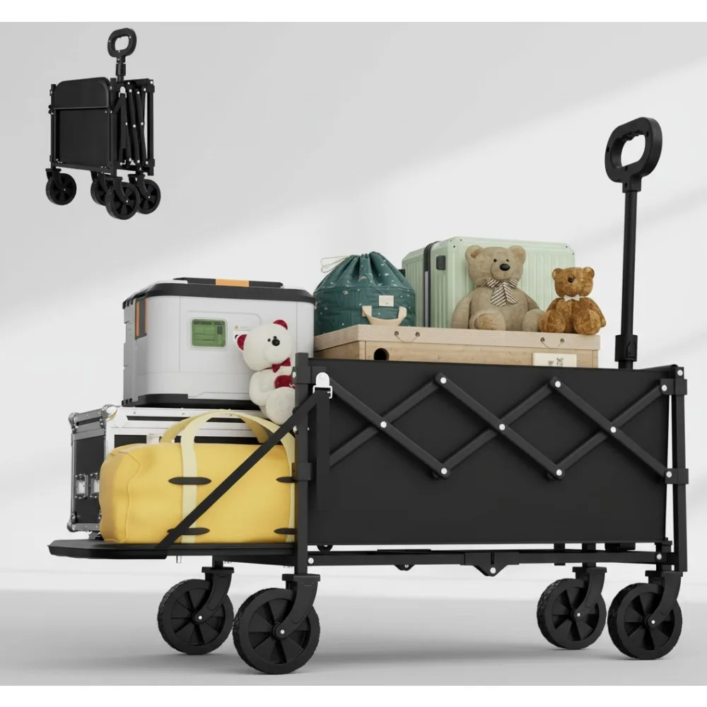 

Foldable Utility Wagon Cart 350lbs Capacity Portable Collapsible for Shopping Camping Sports Garden