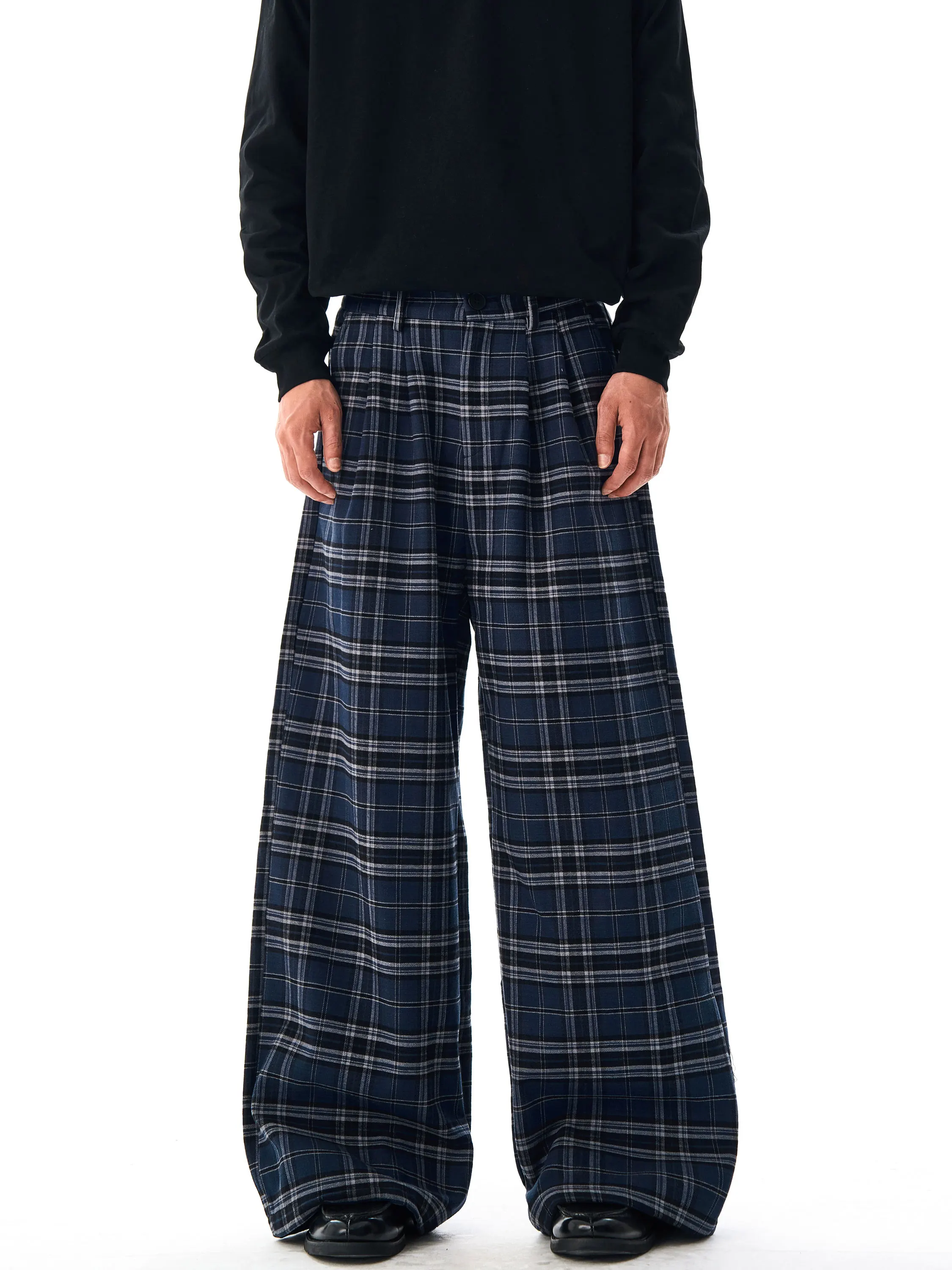 

J LONE Американские ретро клетчатые свободные длинные брюки для мужчин и женщин, прямые брюки с широкими штанинами, повседневные брюки длиной до пола, молодежные Vitali Sle