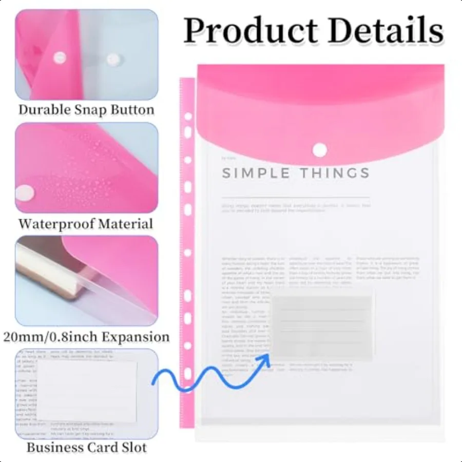 18 bolsos da pasta do bloco para 2 3 4 anel pasta de documentos bolso organizador pastas 11 furos pastas de pasta expansíveis com etiqueta en