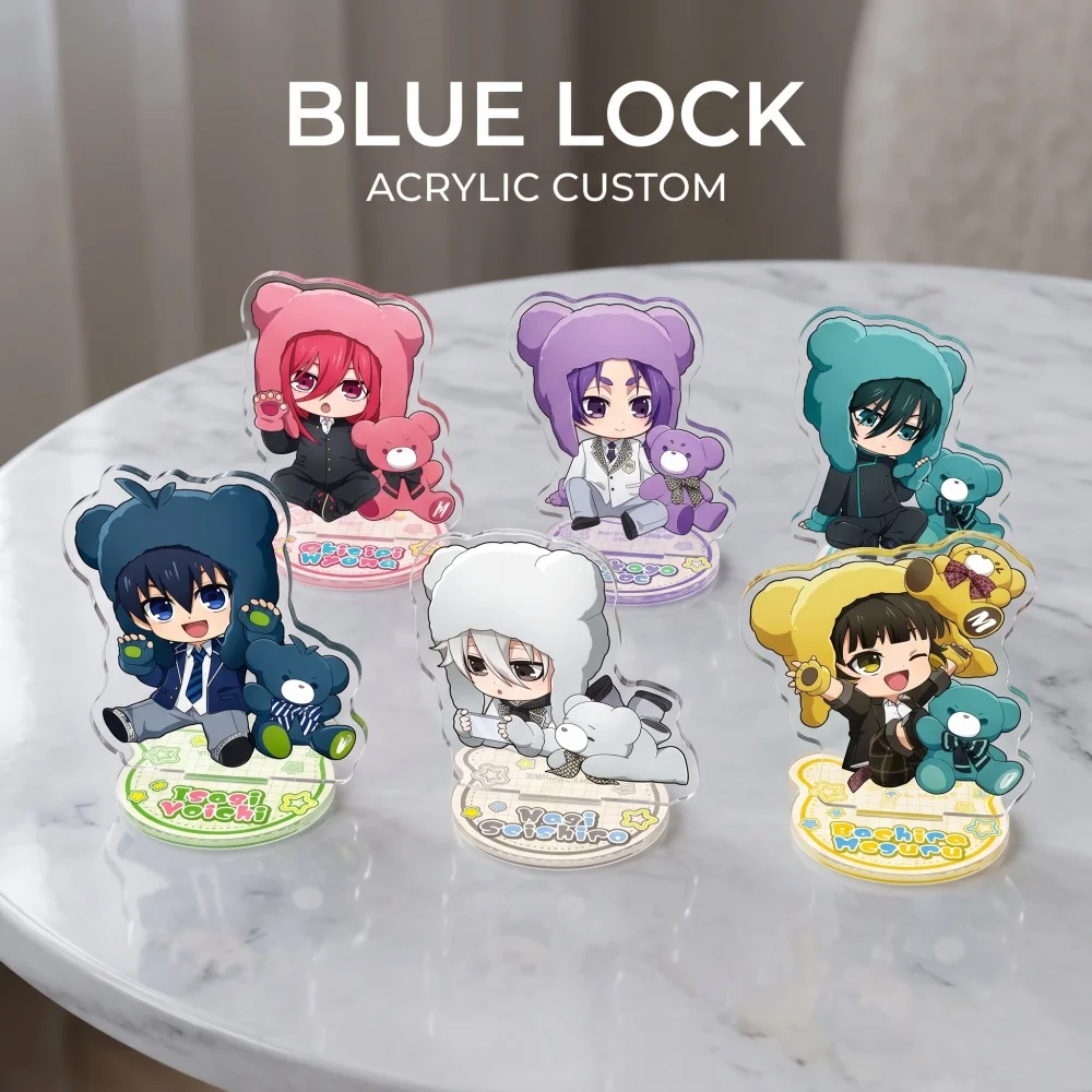 Blue Lock Acrylic Stand Keychain Isagi Chigi Nagi Reo Bachira Q Version Bear Hood Series Cute Fans Gift 2026 New