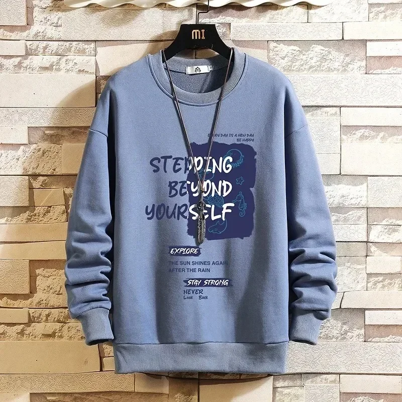 2023 Autumn New Sweatshirt  O-Neck Korean Trend Loose Print Long Sleeved  T-shirts