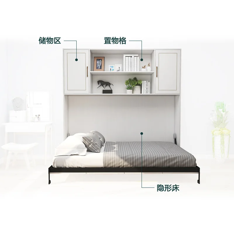 

Invisible Wall Bed Wardrobe Integrated Study Folding Bed Side Flip Multifunctional Hidden Murphy Bed Hardware Accessories