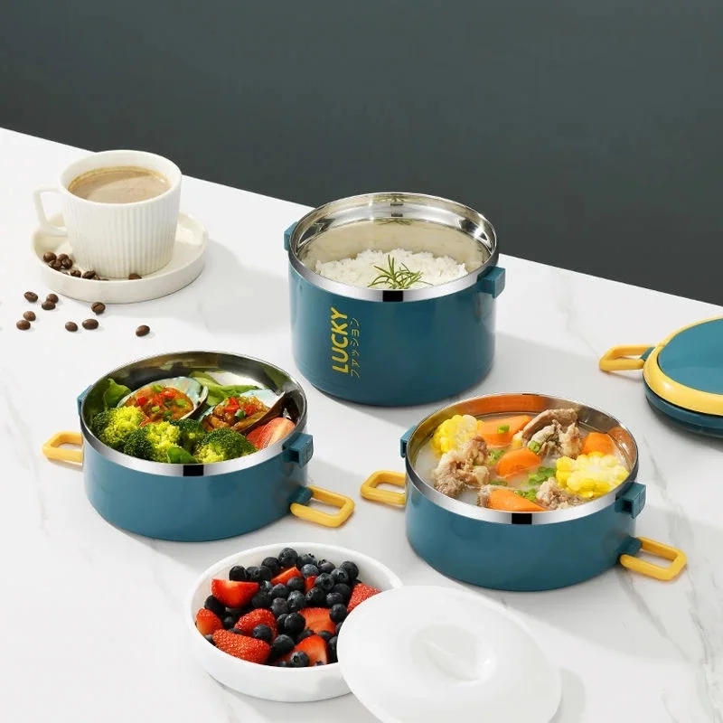 Portable Lunch Box with Big Capacity, Stainless Steel Thermo Insulation Bento Containers, Bento Bag, Food Warmer for Kids