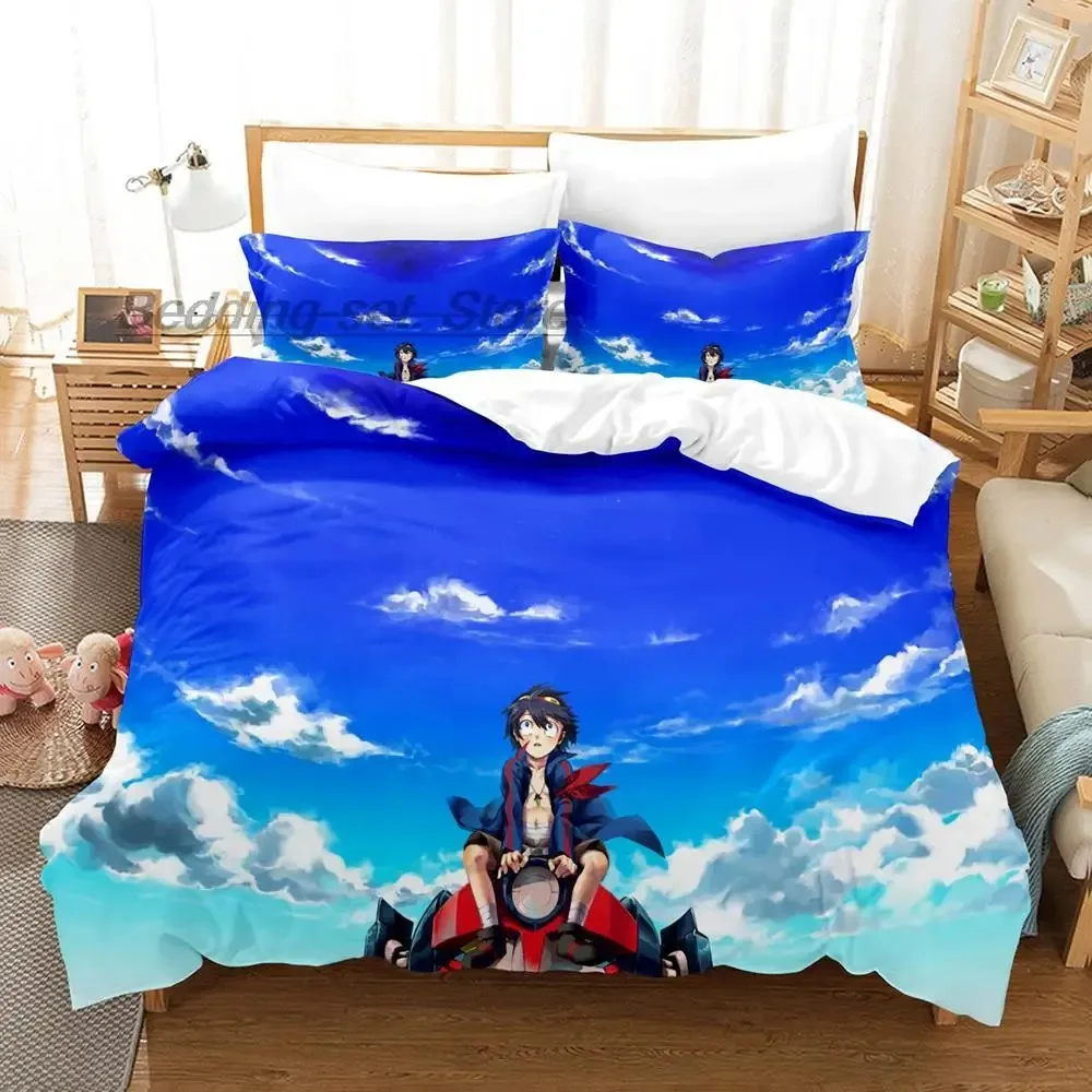 

Tengen Toppa Gurren Lagann Bedding Set Single Twin Full Queen King Size Bed Set Aldult Kid Bedroom 3D Anime Bed Sheet Set