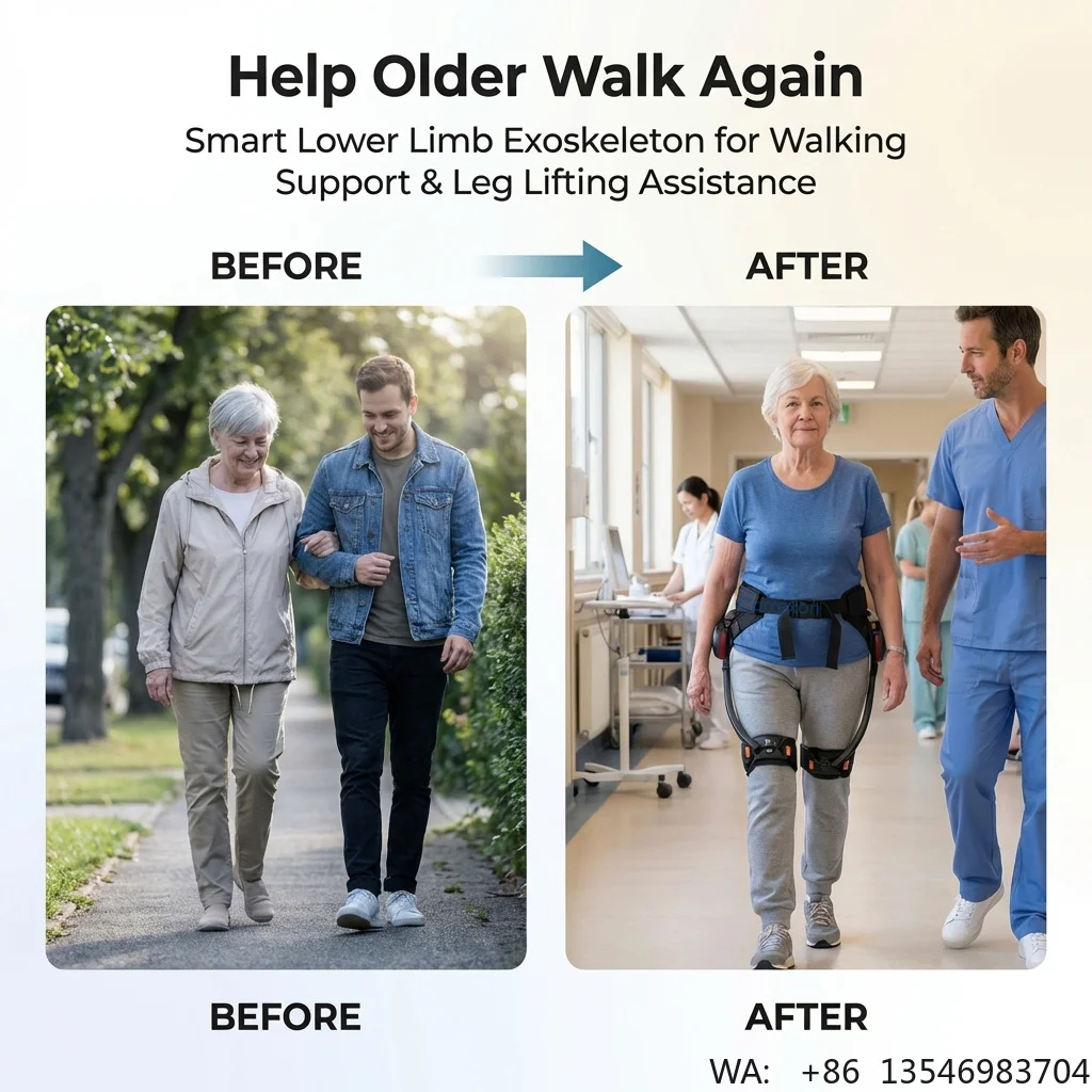 Lower Limb Walking Assist Exoskeleton, Smart Rehab Walker for Seniors, Home Stair Climbing & Hiking Mobility Device