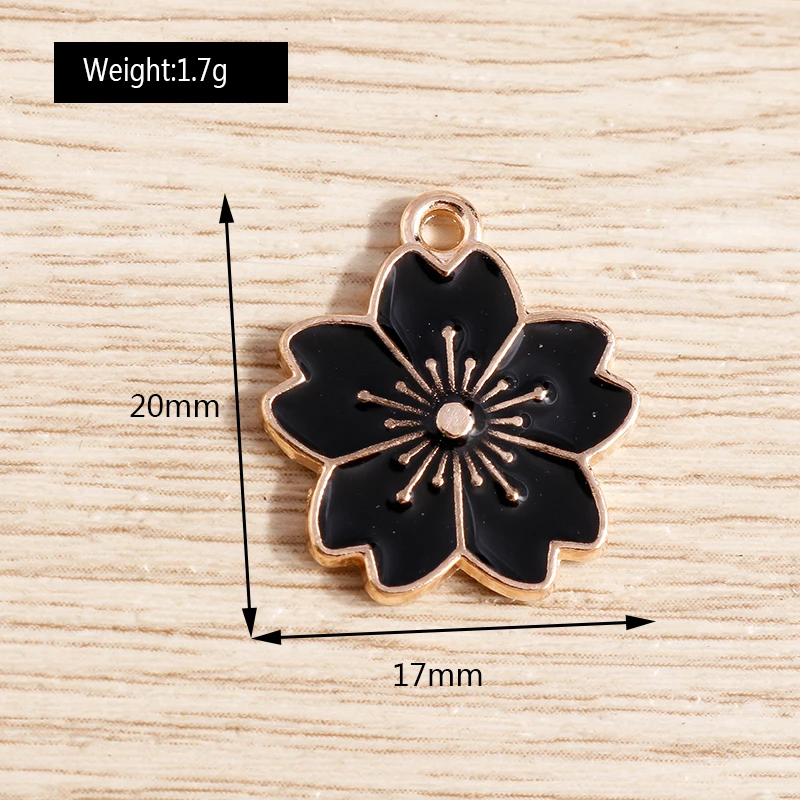 10 Stück 11x12mm Niedliche Bunte Emaille-Rosenblüten-Anhänger für Schmuckherstellung, Ohrringe, Anhänger, Halsketten, DIY-Bastelzubehör – Detail 5