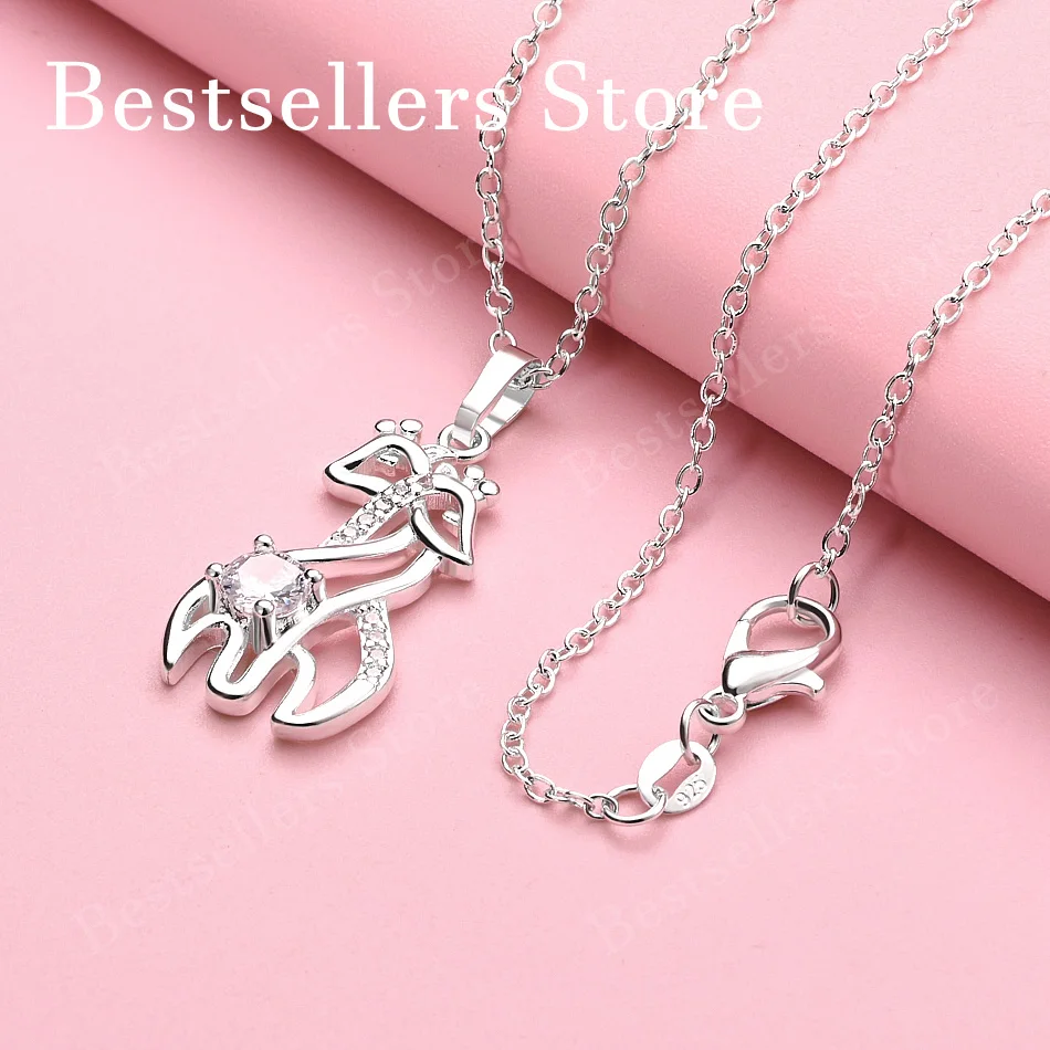 

Изысканное ожерелье из стерлингового серебра 925 пробы с циркониевым кулоном в виде оленя, 16-30 дюймов, для женщин, свадебные модные подарки, ювелирные аксессуары.