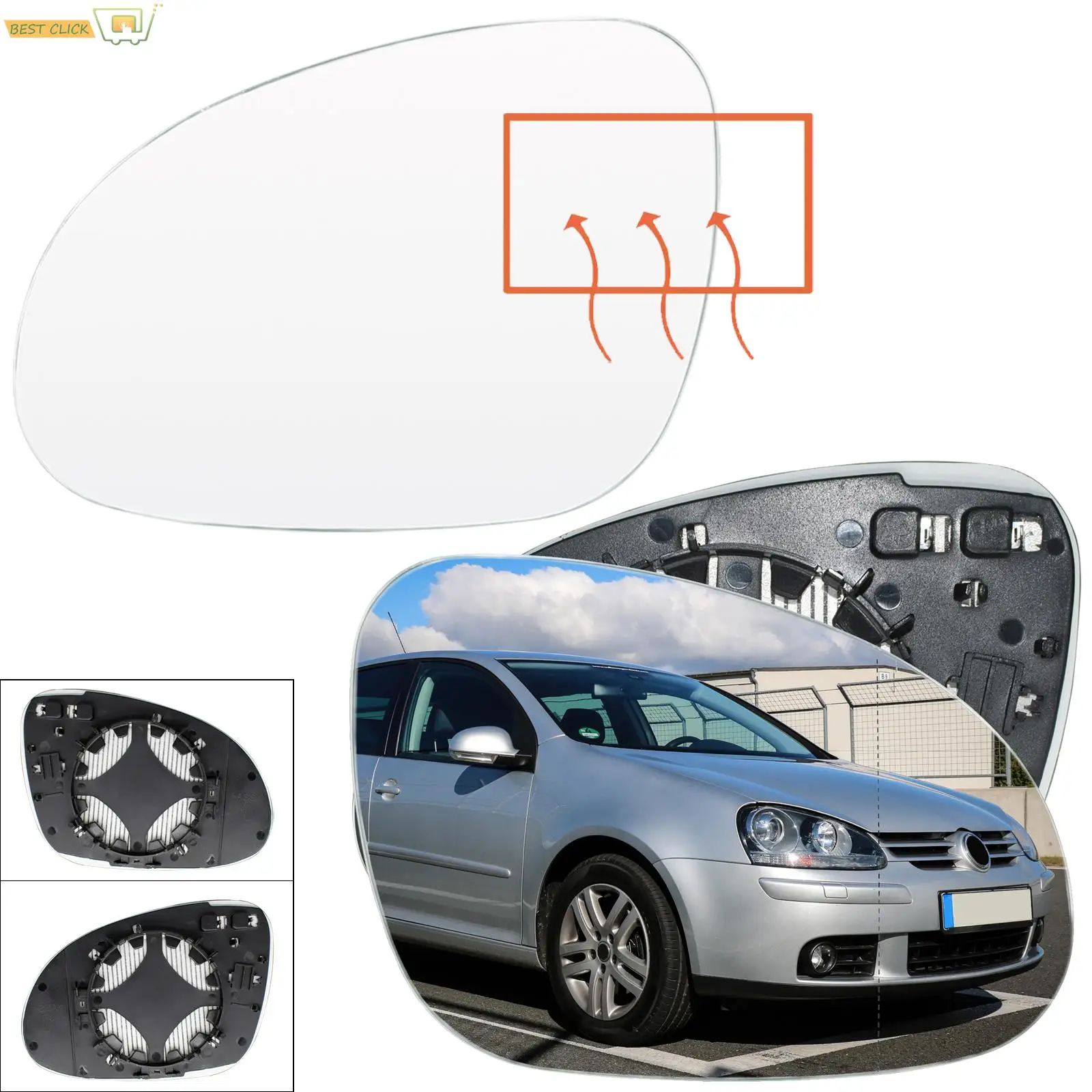 Left Right Door Side Heated Wing Mirror For Vw Golf 5 Mk5 2003 - 2008 Jetta Passat B6 2006-2009 Glass Rearview Rearview Plate