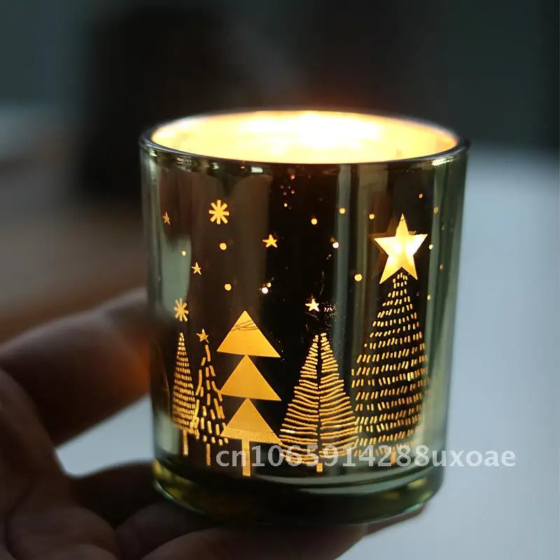 

Candle Empty Cup Gold Home Glass Empty Cup Home Christmas Tree Star Electroplating Candle Stand