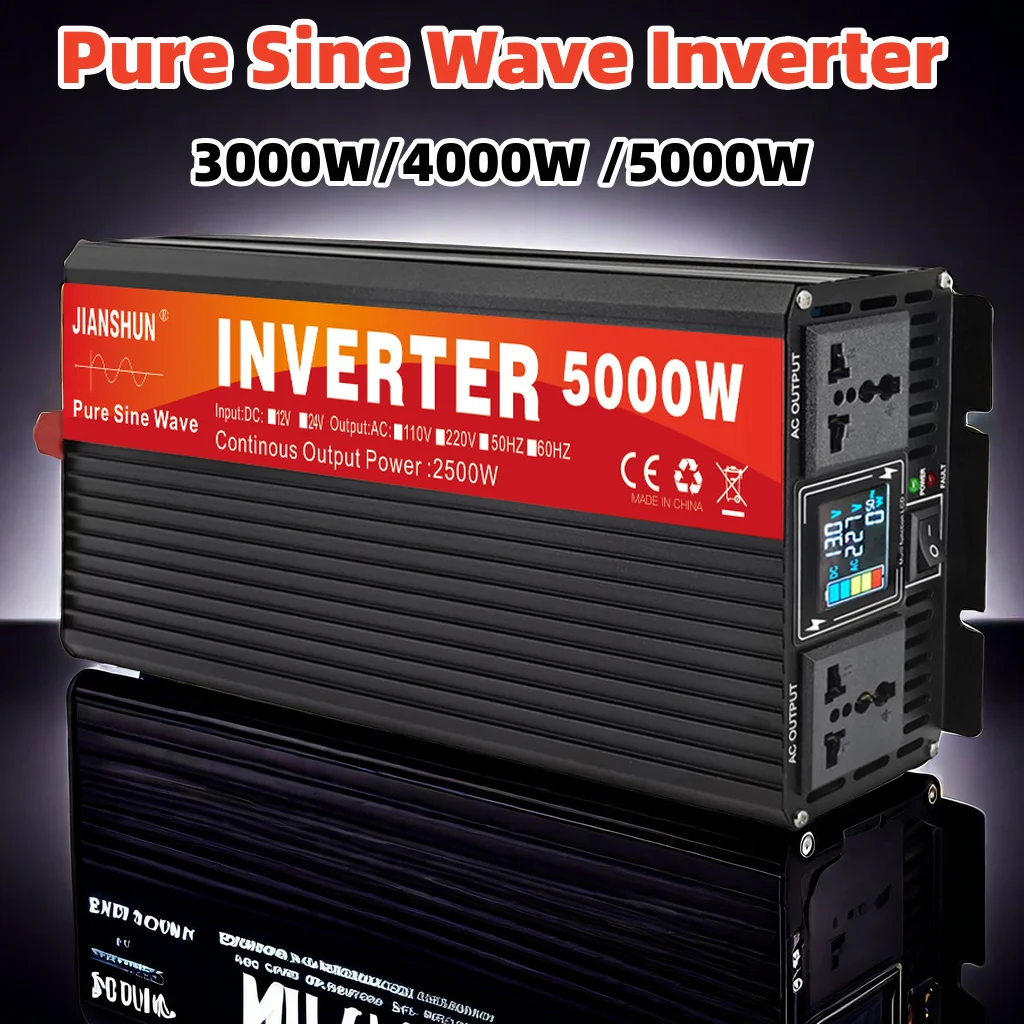 Pure Sine Wave Inverter 12V 220V 120V 24V Pure Sinus Peak Power 3000W 4000W 5000W With LED Display Voltage Converter Inverter