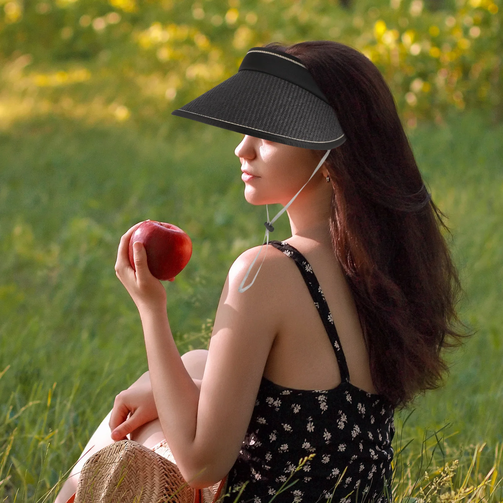 

Wide Brim Sun Hat Women Foldable Lightweight Beach Hats UV Protection Outdoor Sports Black Color Large Size Visor Hat Summer