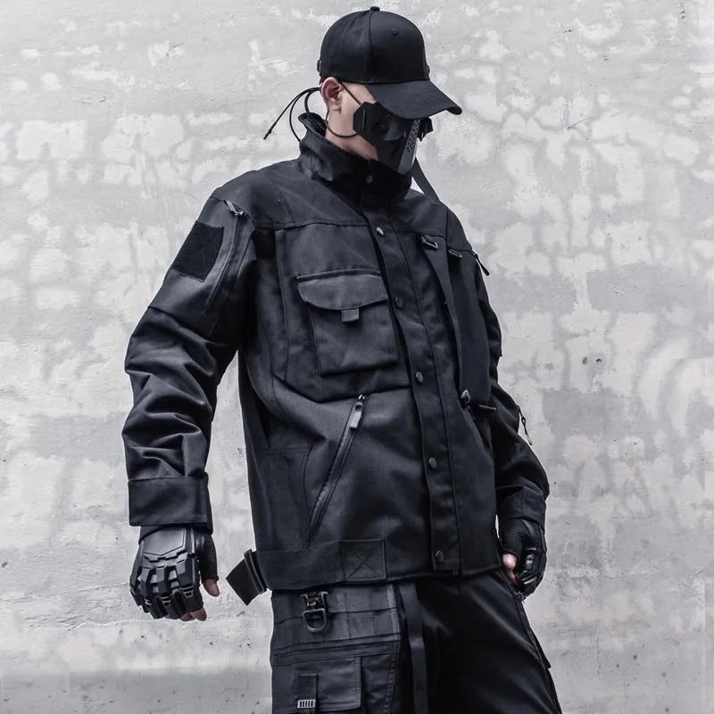 Black Tactical Bomber Jackets Men Functional Multi Pockets Jacket Waterproof Windbreaker 2023 Hip Hop Streetwear Coat Techwear