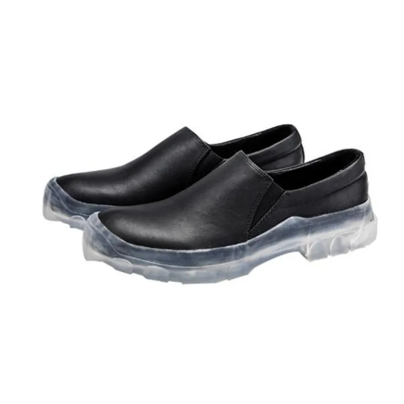 

Black& Street 2019 new Transparent bottom main sew line genuine leather causal shoes trainer flat comfortable loafer