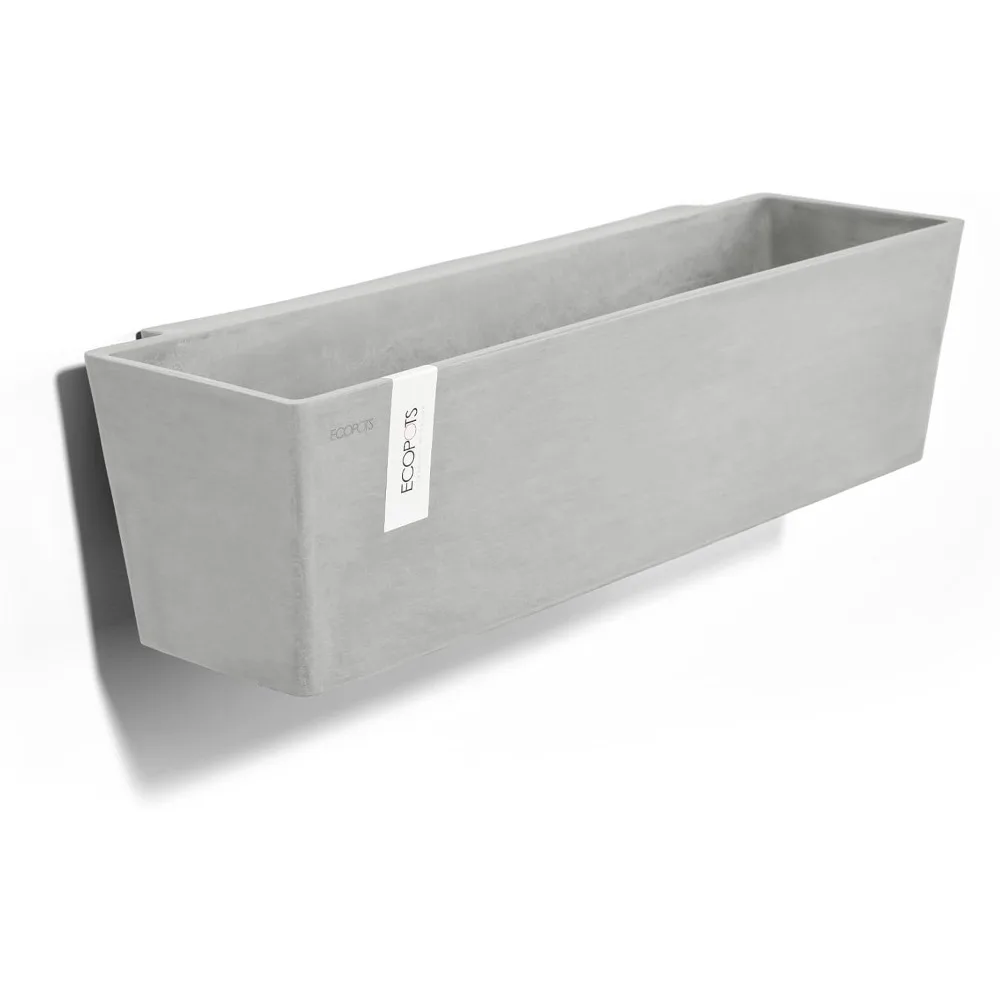 

Ecopots Manhattan Wall Durable Modern Rectangular Indoor/Outdoor Recycled-Based Composite Hanging Flower Planter, White Grey, 21