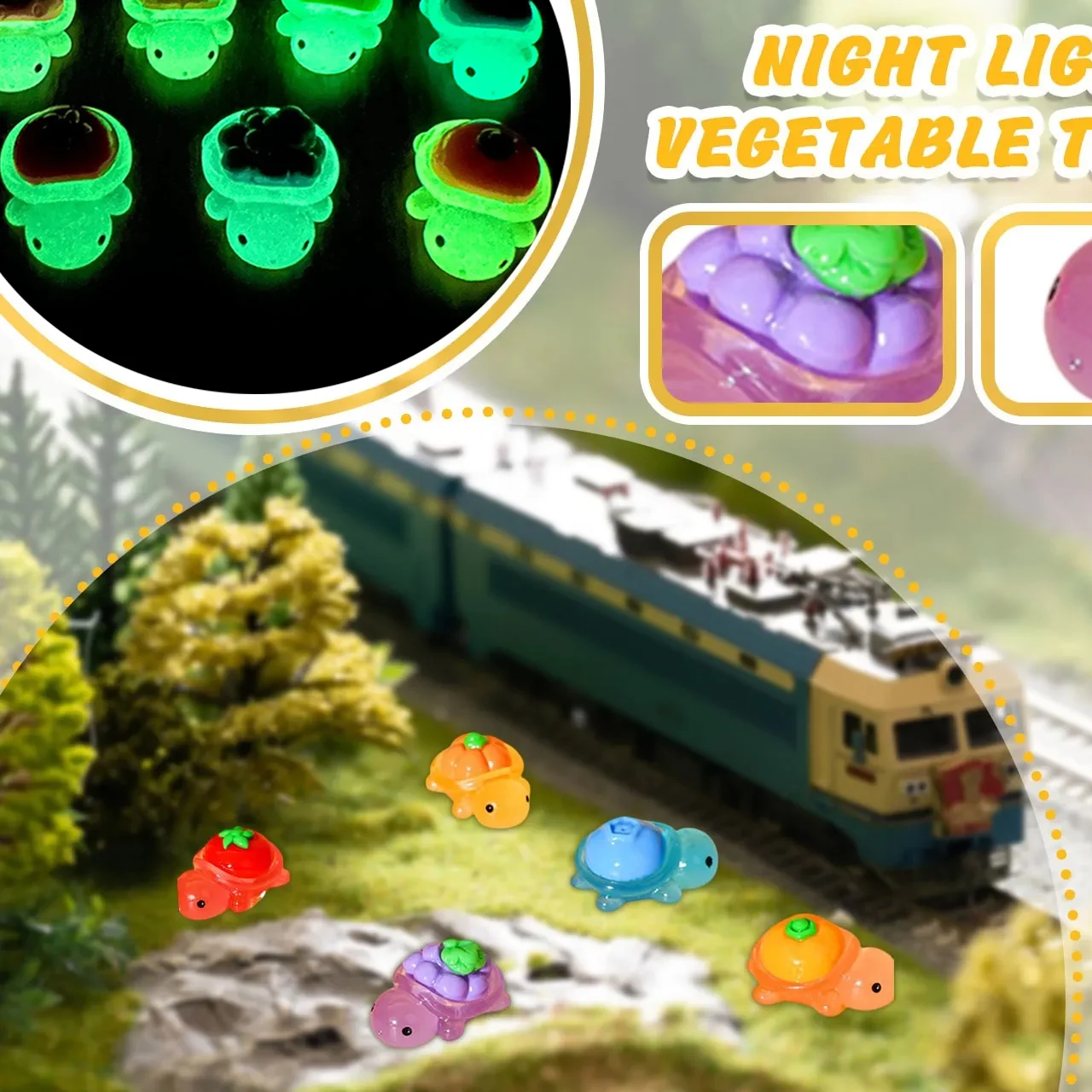 50pcs Cute Mini Luminous Turtle Ornaments Glowing In The Dark Miniatures Turtle Micro Landscape Kids Toys Home Decoration Gift