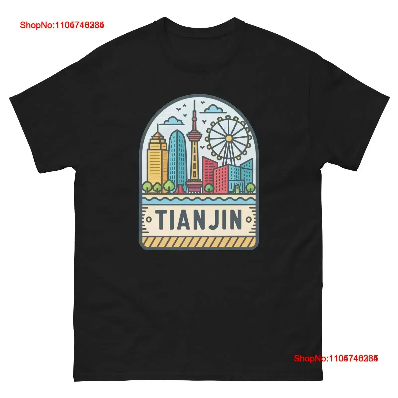 Tianjin World Travel Urban Area City T Shirt vintage Washed Soft homme Breathable graphic Comfortable fashion Stretched