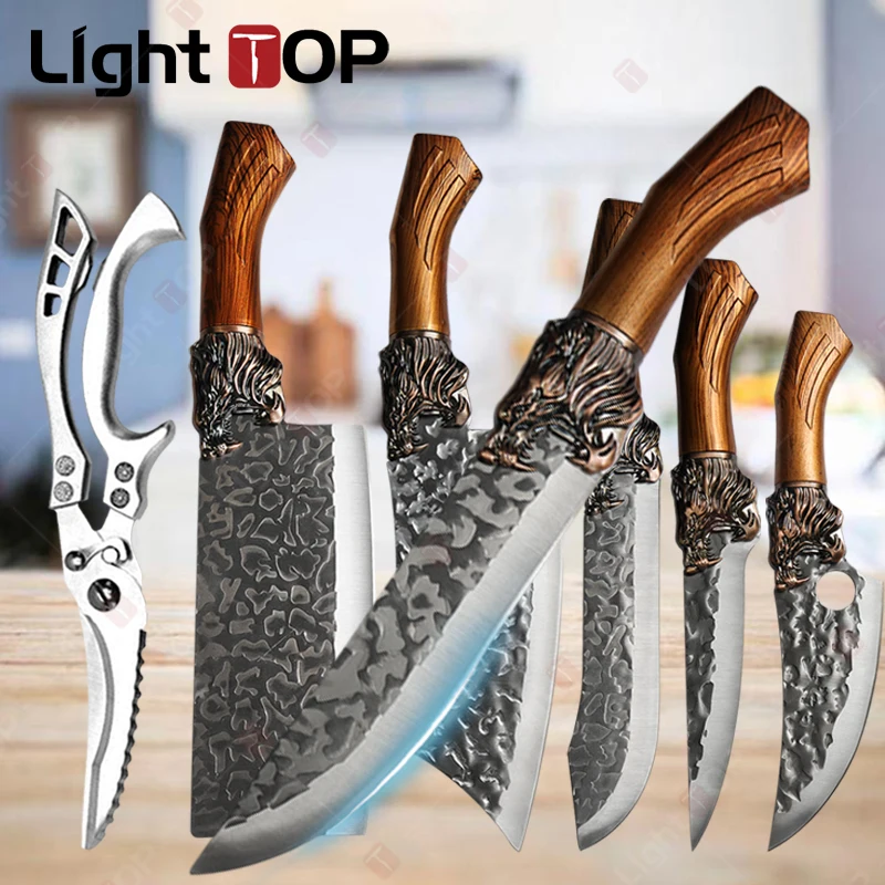 

Forged Chef Knives Sharp Boning Knife Stainless Steel Meat Cleaver Specialised Kitchen Knife Fruit Peeler Scissor Kitchen Tools