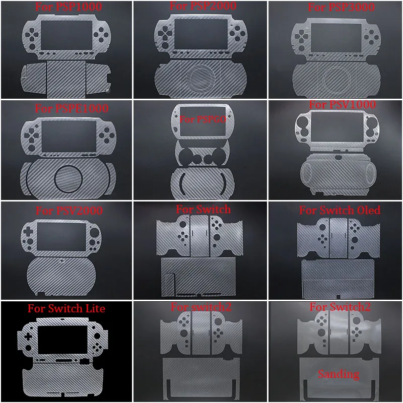 

YUXI 1 Set Carbon Fiber Protective Film For Switch /PSP/PSV1000/2000/3000/PSP GO/PSPE1000 Controller Transparent Skin Sticker