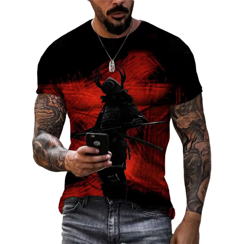 Summer Fashion New Cool Japanese Samurai graphic t shirts Men Casual 3D Printed Street Style Round Neck quick-drying t-shirt Top