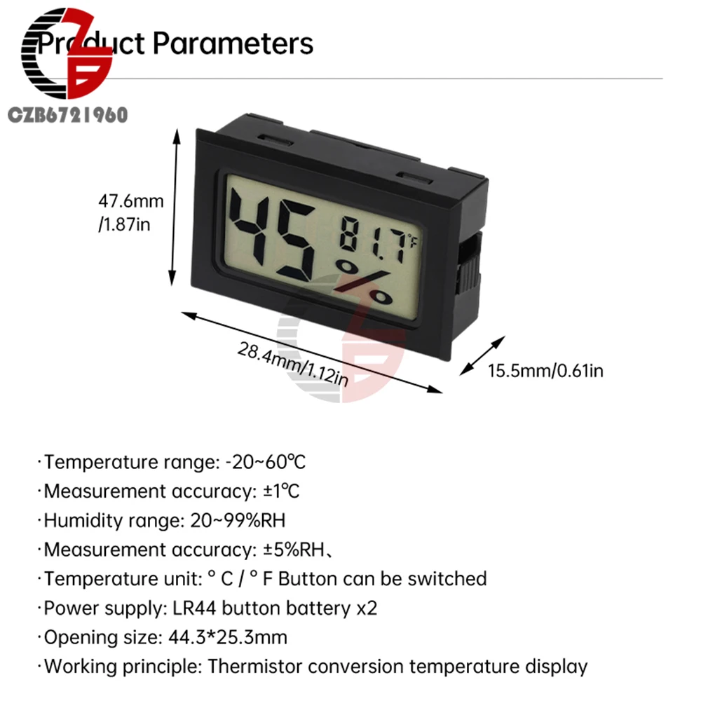 Mini LCD Digital Thermometer Hygrometer Indoor Embedded Temperature Sensor Electronic Temperature and Humidity Meter Monitor