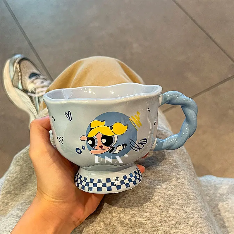 Cartoon The Powerpuff Girls Mark Cup Cute Anime 2024 New Ceramic Cup Household Water Cup Girl Milk Coffee Cup Birthday Gifts Toy