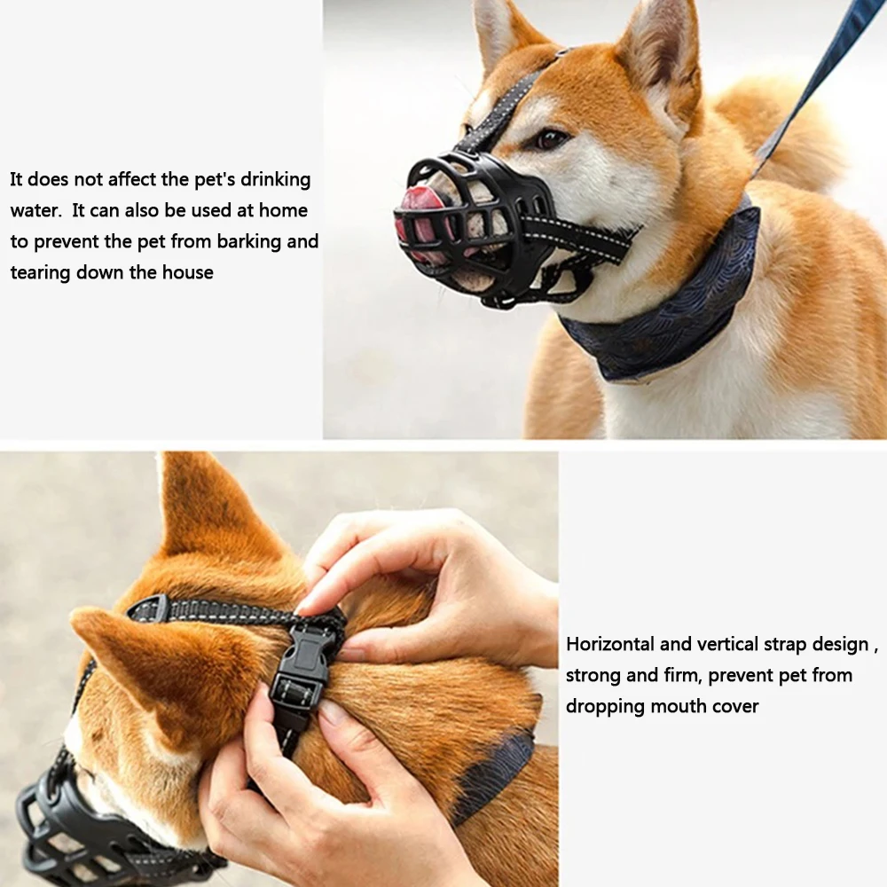 1PC Dog Comfy Breathable Basket Muzzle Guard Against Biting And Barking Medium And Large Dog Mask Anti-barking Muzzle For Pets