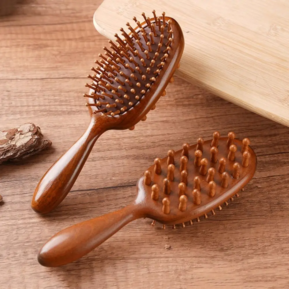 Fashion Double Sided Sandalwood Air Bag Comb Anti Static Scalp Massage Wood Comb Nose Golden Silk Comb Brush Women