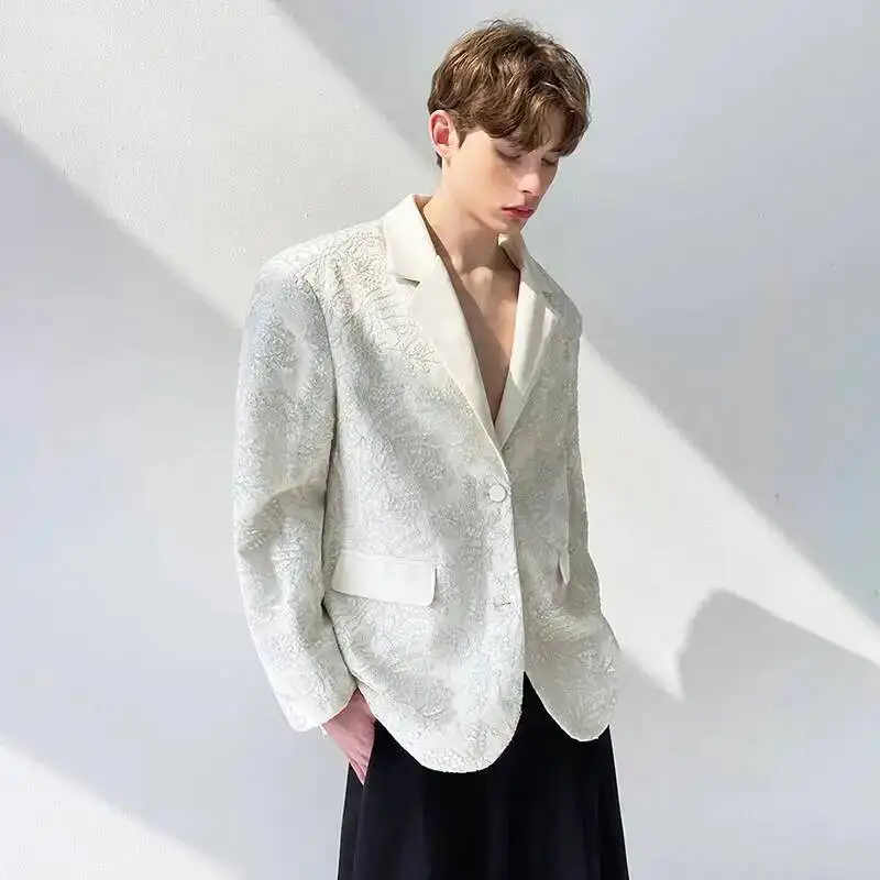LUZHEN Coat 2026 New Luxury Elegant Blazer Embroidery Pattern Men's Fashion Original High Quality Handsome Casual Clothes JY7564