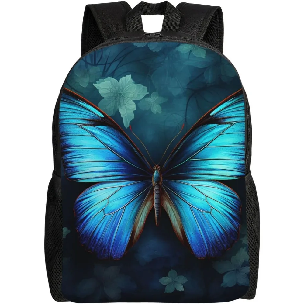 

Blue Butterfly Pattern Laptop Backpack For Women Men College Backpack Work Business Computer Bag Lightweight Bookbag Teacher