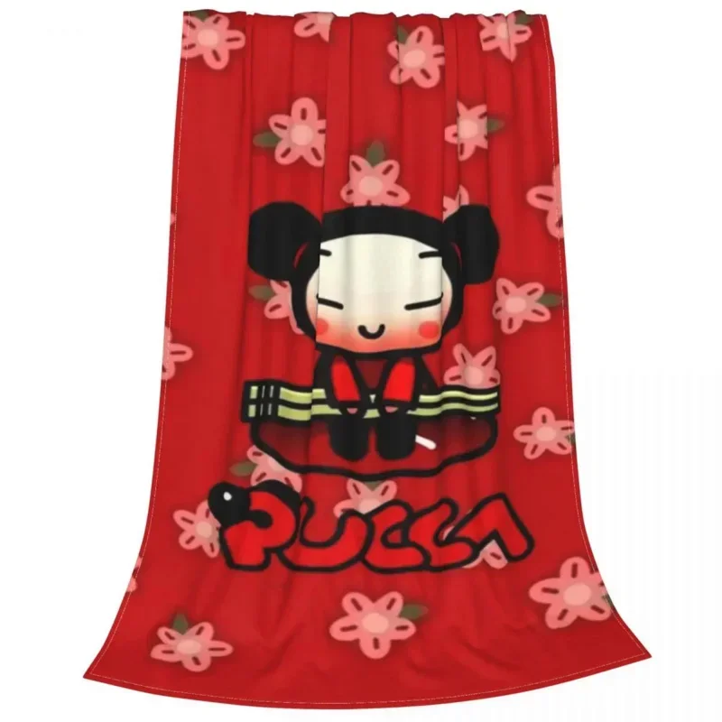 Pucca Blanket Fleece Summer Korean Doll Cartoon Multi-function Super Soft Throw Blankets for Sofa Office Bedspread