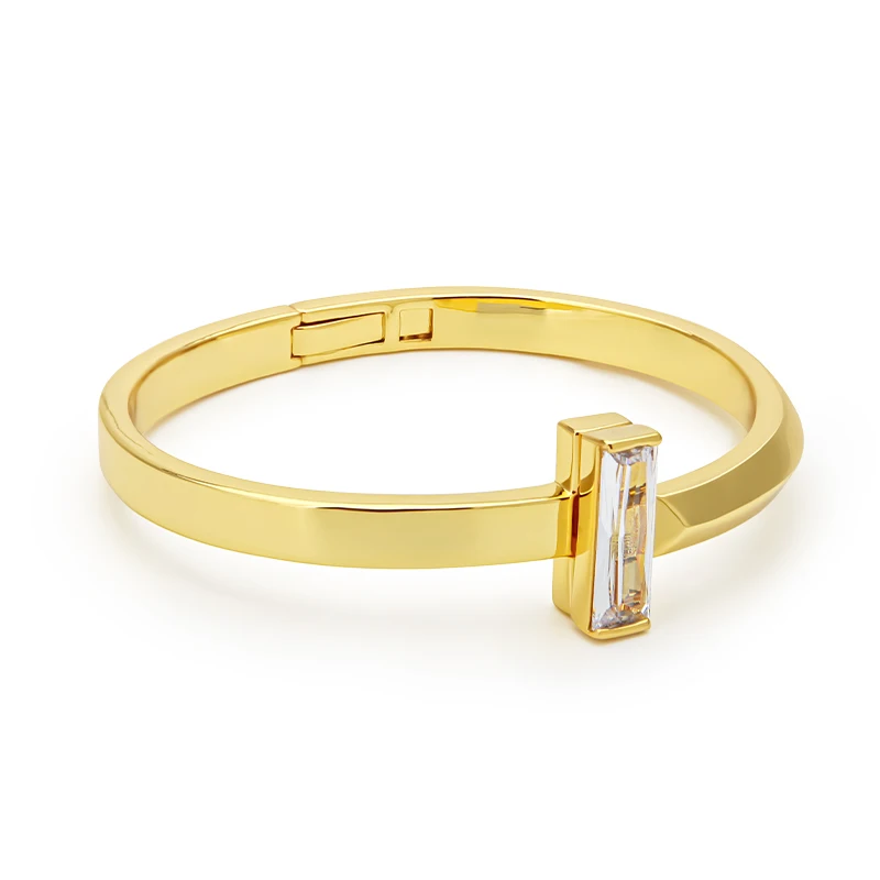 

VAROLE Luxury Minimalist Gold Plated Brass Cuff Bangle For Women Smooth Bracelets Fashion Jewelry Banquet Gift