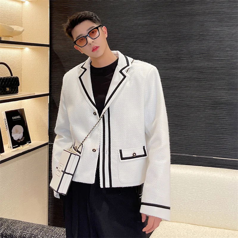 

Autumn Faion ort Men's Suit Jaet Knitted Design Sensation Color Blo Youth Vitali Sle Long Sve Casual Fit