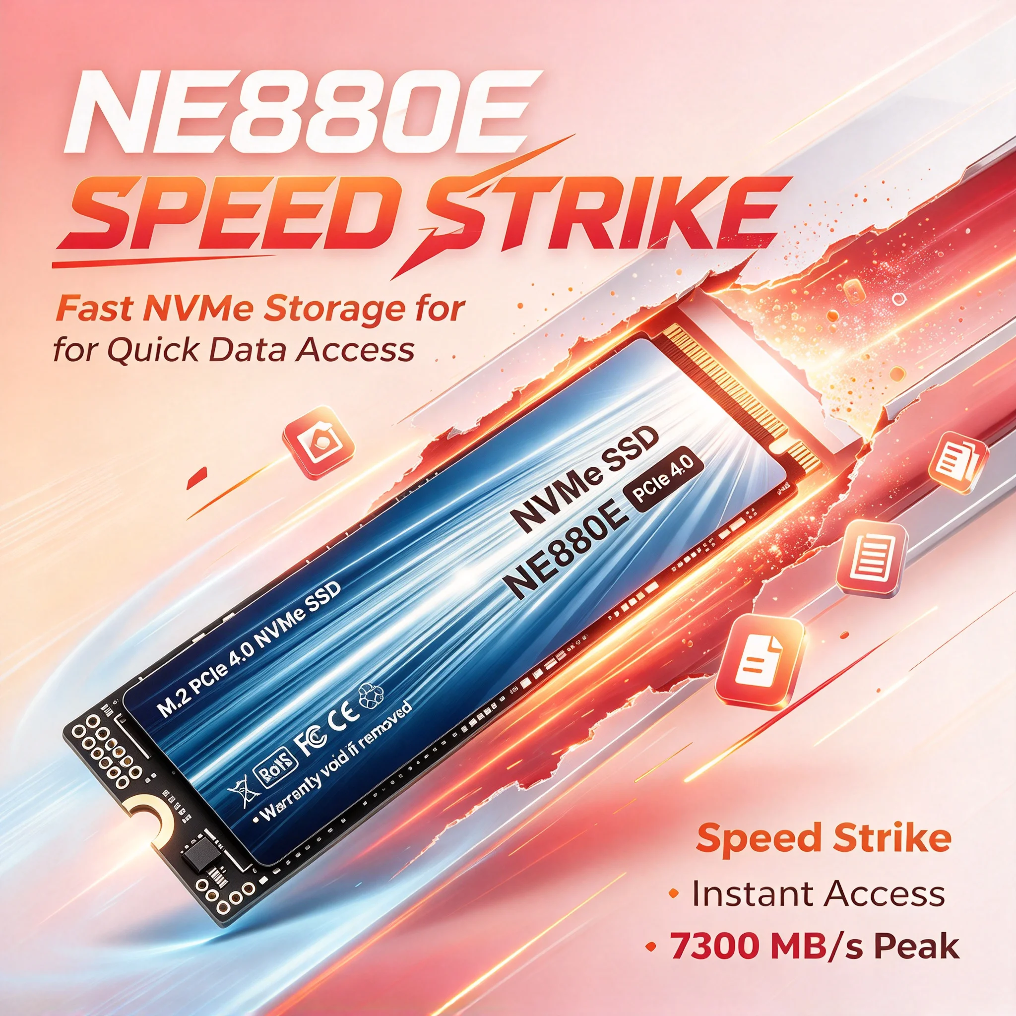 2026 New NE880E M.2 NVMe PCIe Gen4 SSD 500GB 1TB 2TB 4TB Internal Hard Disk Fast Read Write for Gaming PC Office Laptop System U