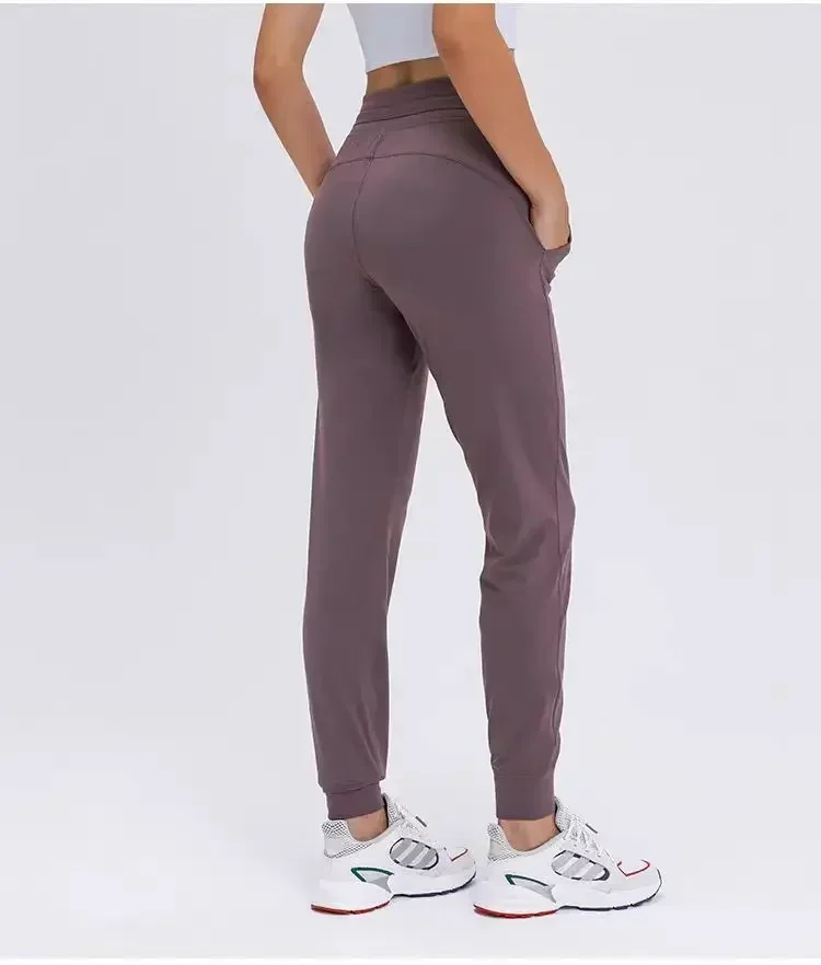 Lemon-pantalones de Yoga elásticos para mujer, Jogger de tiro alto con cordón, Jogging de longitud completa, pantalones de chándal diseñados para correr en movimiento