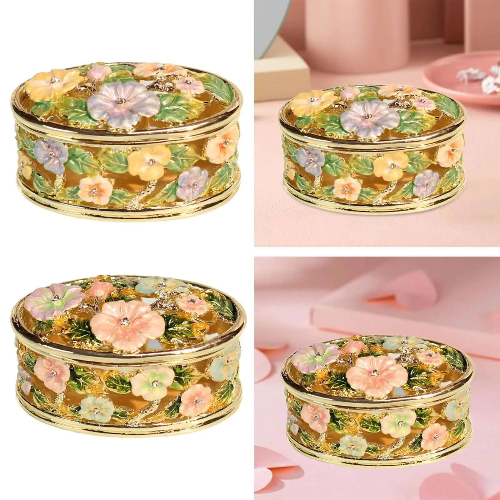 

Шкатулка для драгоценностей из эмалированного сплава, домашний декор, круглая декоративная коробка для демонстрации ювелирных изделий на годовщину, свадебное предложение, женское событие