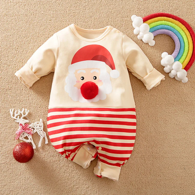 Christmas Outfit Santa Claus Infant Baby Boy Clothes Toddler Onesie Costume Romper Jumpsuit 0-18 Months Long Sleeve Newborn Girl