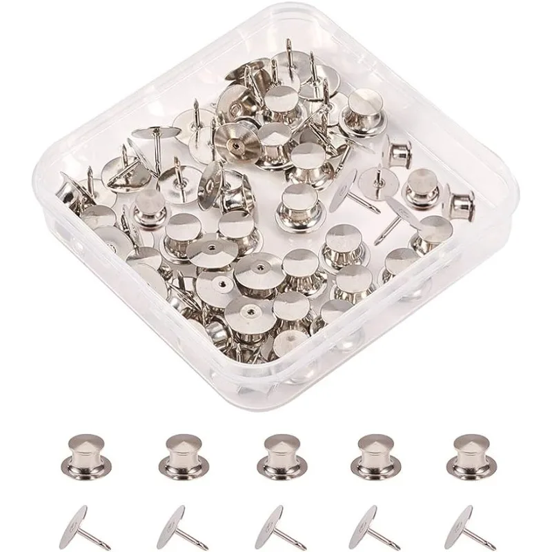 

30set Platinum Colors Clutch Pin Backs with Tie Tacks Blank Pins Kit Locking Bulk Metal Pin Keepers Locking Clasp