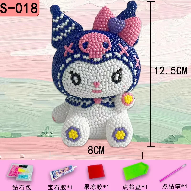 Sanrio banca per bambini artigianato fai da te punto foratura salvadanaio ornamenti adesivo pittura diamante bambola in vinile giocattoli per