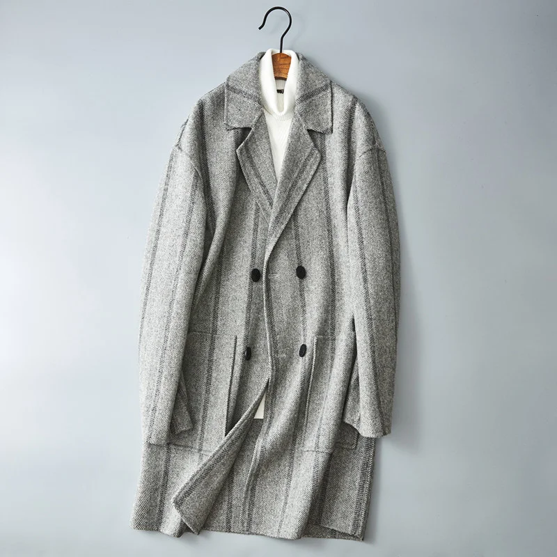 2024 new arrival Double-faced Woolen Coat Men's Winter Casual Wool trench coat Men Dress Jackets Size M-2XL