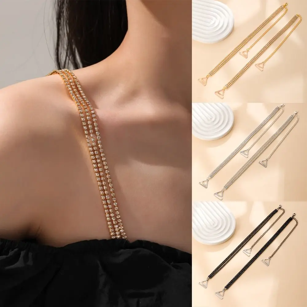 Shiny Aniti-slip Bras Straps New Adjustable Metal Underwear Strap Three Rows Rhinestone Women Lingerie Accessories