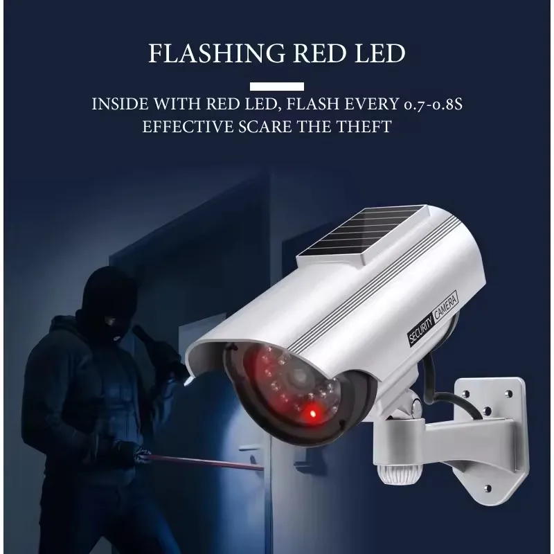 Solar Powered Dummy Waterproof Camera Fake CCTV Bullet Camera Red Flashing Led Scare The Thief Surveillance Security System