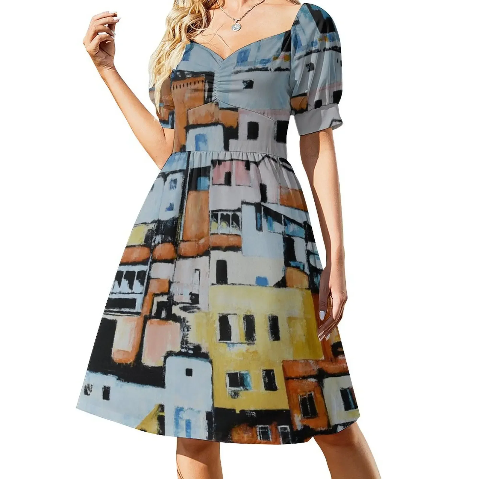 

Colorful favelas from Mexico Short-Sleeved Dress womans clothing Women's skirt beach outfits for women Women's dresses