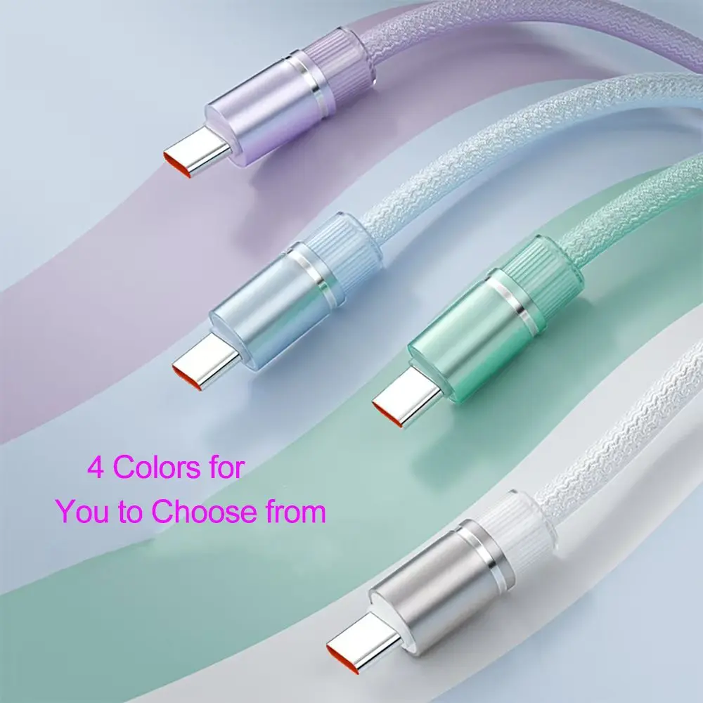 Max 100W 6A USB-C Super Fast Charging Cable Bold Nylon Braid USB to Type C  For Samsung Oneplus Xiaomi Redmi Huawei OPPO VIVO