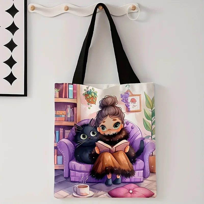 

Purple Sofa Figure Pattern Printed Large Capacity Tote Bag Beach Bag Shoulder Backpack Perfect Gift for Friends Travel Bag