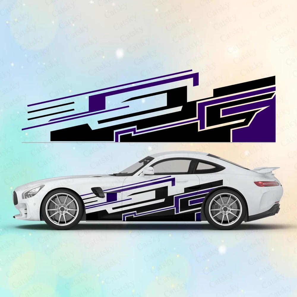 2pcs Abstract Grunge Design Large Car Stickers and Decals Car Body Stickers Car-Side Decals Waterproof Car Vinyl Stickers