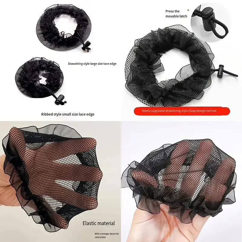 شبكات شعر لرقص الباليه، شبكات شعر من النايلون غير المرئية، إكسسوارات شعر عالية المرونة للنساء، إكسسوارات تصفيف الشعر