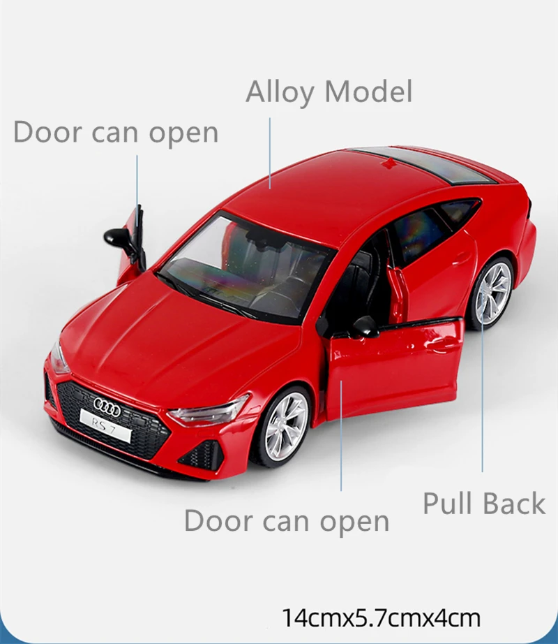 1:32 AUDI RS7 Coupe Alloy Car Model Simulation Diecast Metal Toy Vehicles Sports Car Model Sound Light Collection Childrens Gift